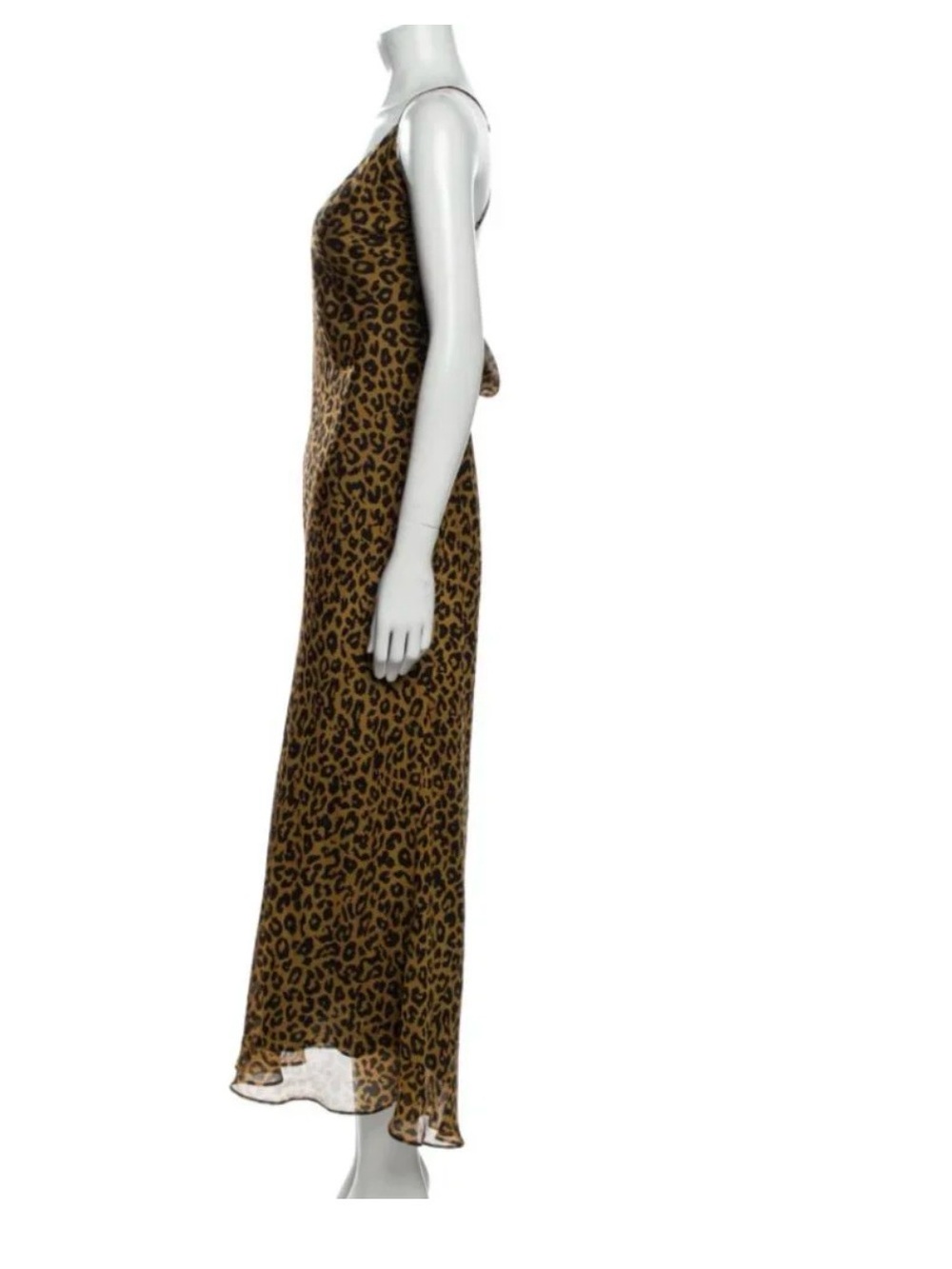 Michelle Mason Silk Leopard Print Maxi Gown Bias CrissCross Open Back Slip Sz 2 - Picture 8 of 9